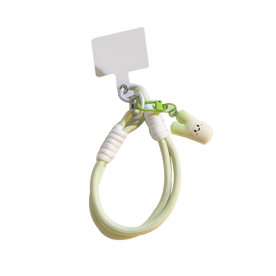 渐变绿大蒜小葱挂饰卡通编织手绳