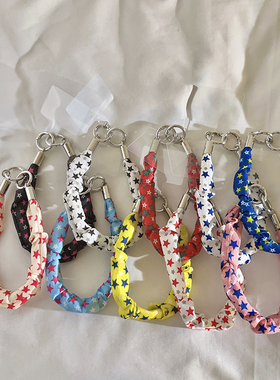 少女心ins多功能星星褶皱手环适用于手机壳结实耐用防丢挂链ccd相机拍立得汽车钥匙扣短款包挂手腕带便携手绳