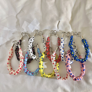 少女心ins多功能星星褶皱手环适用于手机壳结实耐用防丢挂链ccd相机拍立得汽车钥匙扣短款包挂手腕带便携手绳