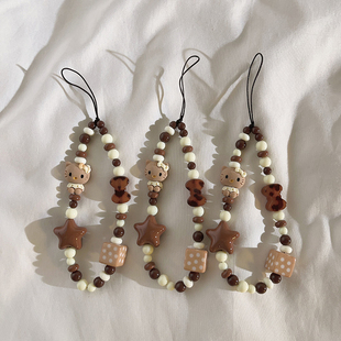 美拉德新款 耳机套ccd相机便携挂链手腕挂绳H30 卡通KT串珠手链适用手机壳百搭手提防丢手机链网红ins可爱女款