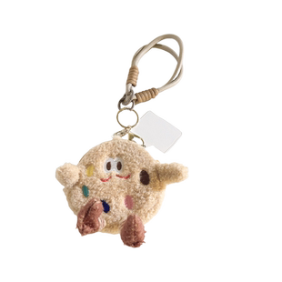 卡通可爱曲奇小人收纳零钱包挂绳手机壳挂饰吊坠尼龙绳手腕带手绳短手机链潮流公仔玩偶手链条网红女挂件挂链