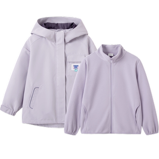 巴拉巴拉女童摇粒绒外套春秋装百搭新款大童连帽童装三合一两件套