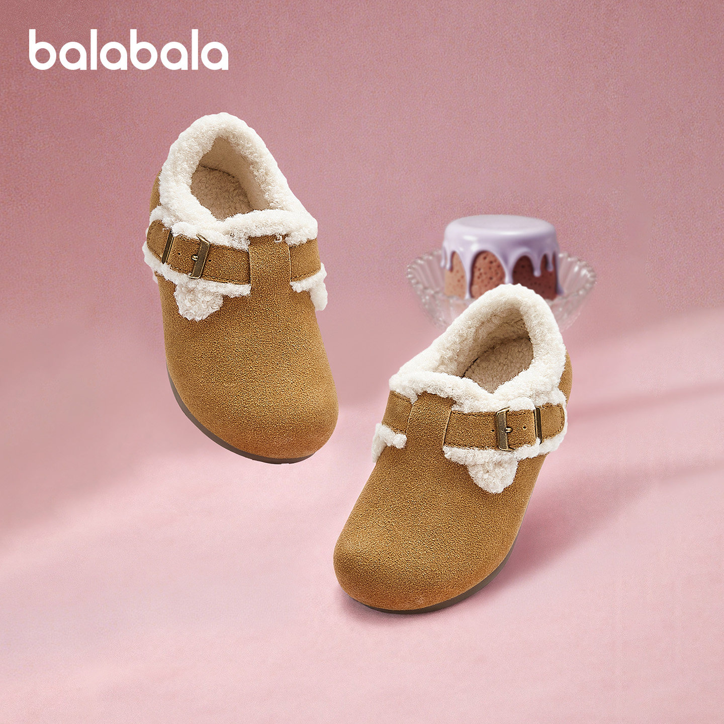 巴拉巴拉童鞋儿童勃肯鞋女童拖鞋加绒2025新款秋冬鞋子舒适潮防滑