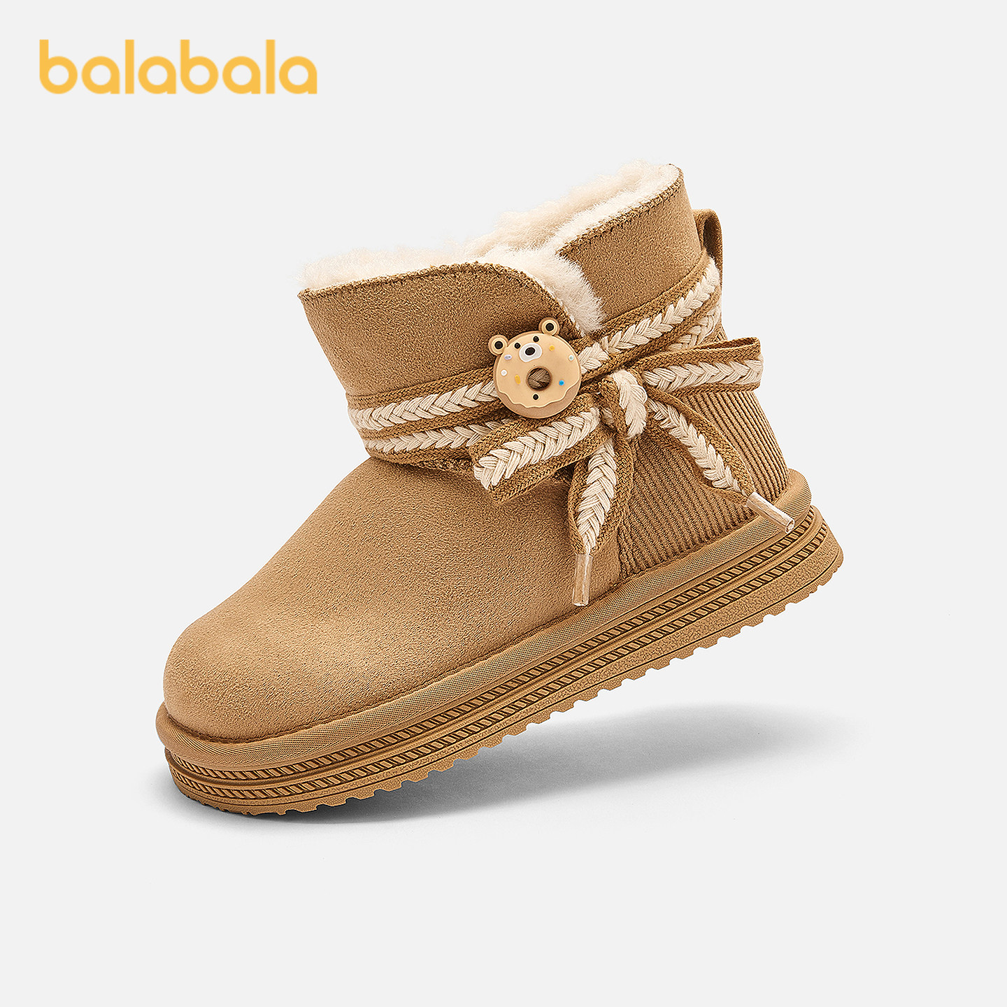 【商场同款】巴拉巴拉女童雪地靴加绒厚底靴子冬2025新款棉靴防滑