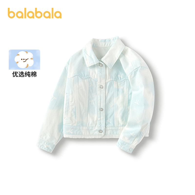 巴拉巴拉牛仔外套女童蝴蝶结印花
