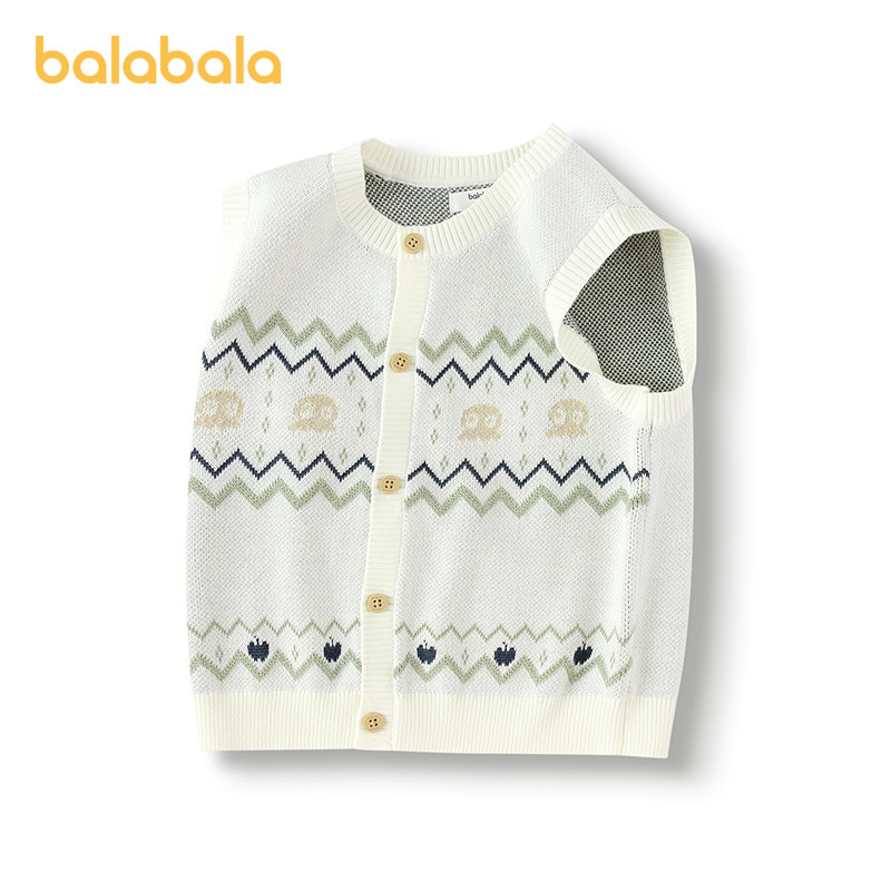 商场同款 巴拉巴拉宝宝马甲男童针织衫圆领开衫毛衣春秋新款上衣