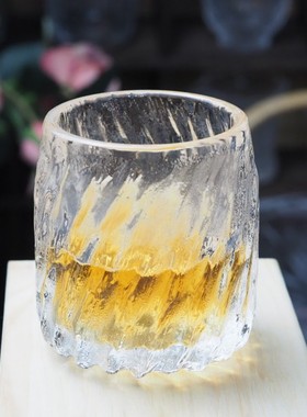 雪凰原矿水晶粼光杯威士忌啤酒杯耐高温冷热交替手工雕刻200ml