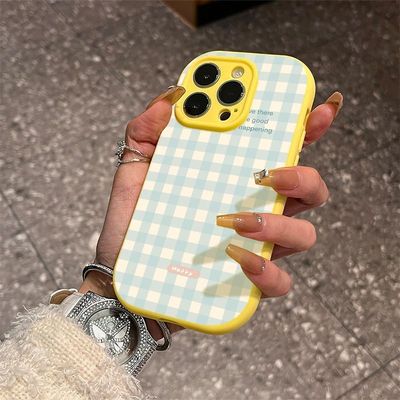 清新蓝色格纹适用于OPPOA3pro手机壳a53/a58/a93新款reno11/10/9全包k12x时尚Findx7防摔真我GTneo6/5se软套