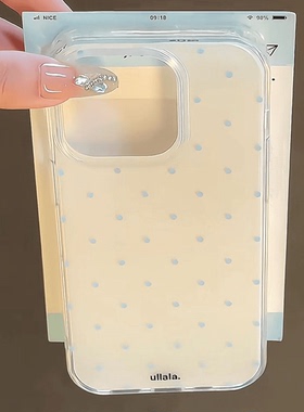 满屏蓝色波点适用于iphone16/15手机壳14plus新款13pro时尚12mini苹果11promax女款xsmax防摔6s/7/8软保护套