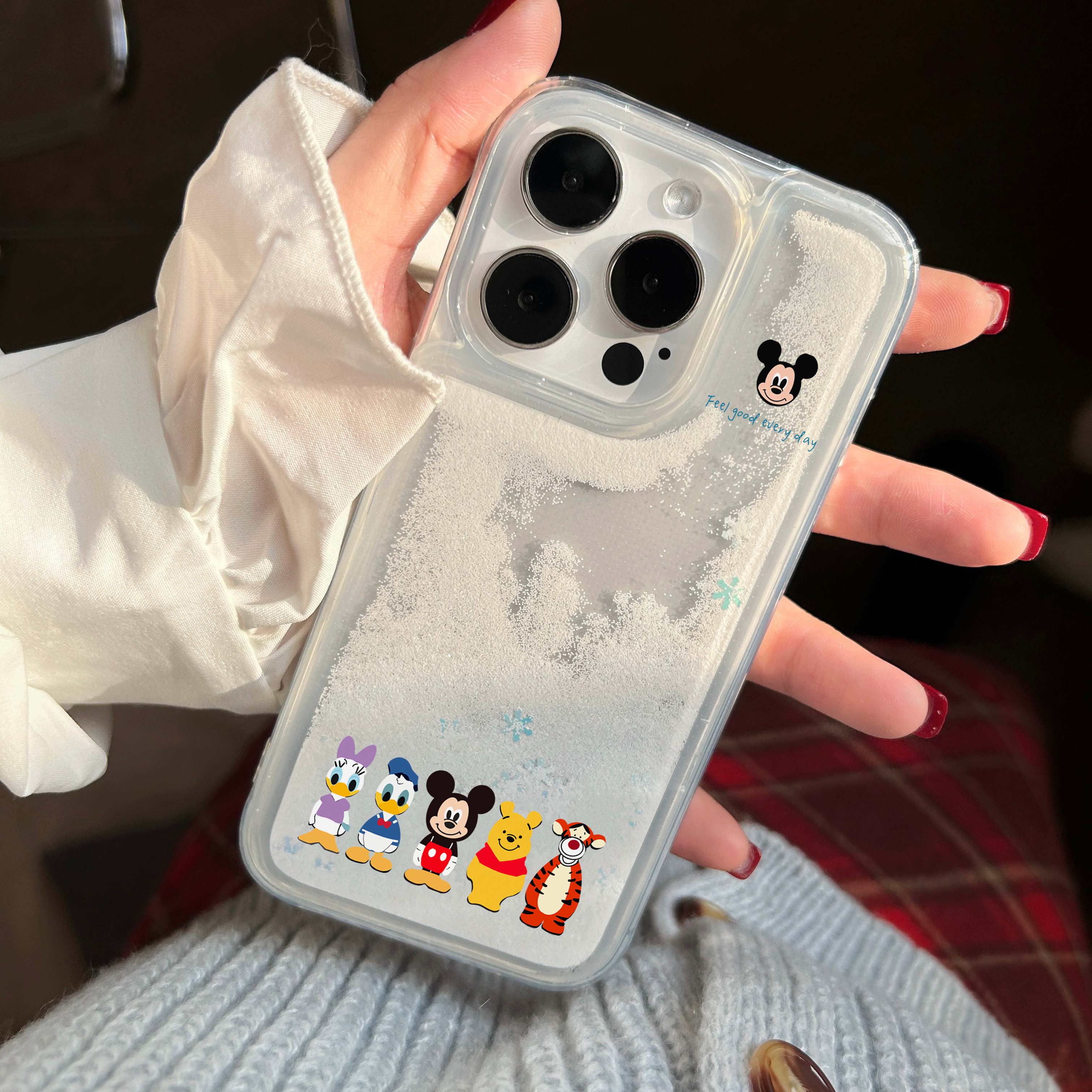 可爱创意米奇适用于OPPOa1pro手机壳reno12/11/10/9新款a57/a58/a95雪花流沙Findx8x7真我q3s高颜值女保护套