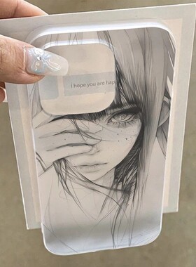 个性素描少女适用于OPPOA5pro手机壳reno14/13/12防摔Findx7x6x5硅胶a53/a57/a58新款k12x真我v23/q5i保护套