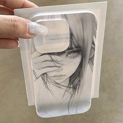 个性素描少女适用于OPPOA5pro手机壳reno14/13/12防摔Findx7x6x5硅胶a53/a57/a58新款k12x真我v23/q5i保护套