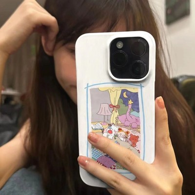 可爱卡通插画适用于真我12/13pro手机壳realmeGT7pro新款GTneo6/5全包Q3pro狂欢版gt2pro防摔v60v30v23保护套