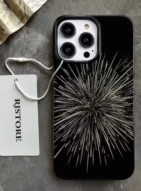 个性线条烟花适用于红米turbo3手机壳小米14/13/12pro新款note11/10/9/8直边k70pro亮面k60k50软k40k30保护套