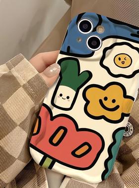 日韩笑脸花朵适用于红米k70手机壳k60k50k40k30全包note13/12/11新款小米14/15防摔civi4pro时尚turbo3保护套