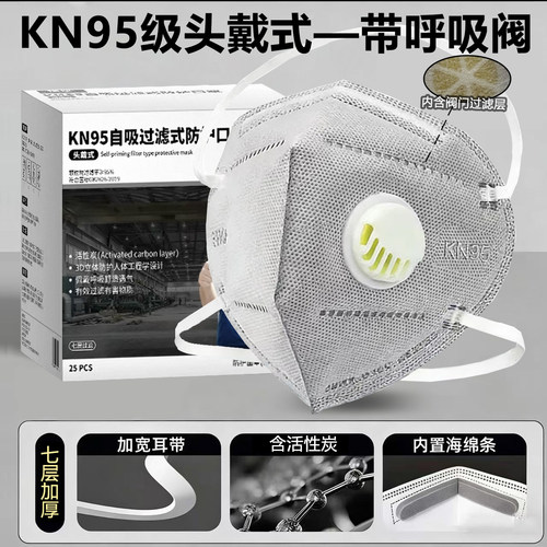 KN95头戴式带呼吸阀口罩