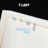Tlady titanium alloy "light purple-blue" platinum plated series ear stud ear bone stud internal thread 0.9 tooth jewelry head thumbnail 3