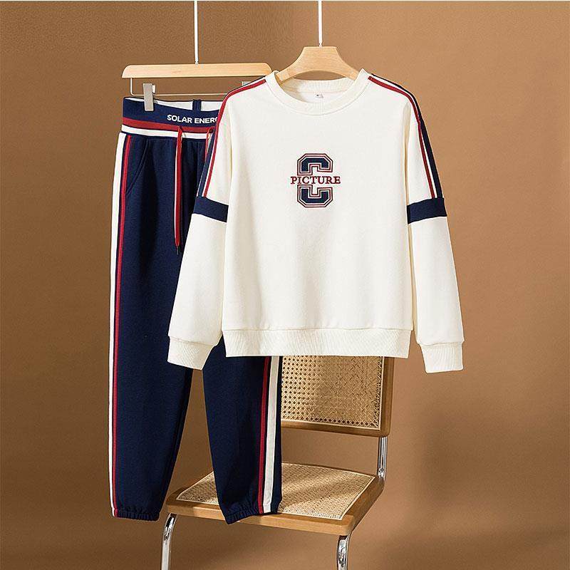 艾格秋季新款运动服休闲套装女时尚宽松圆领卫衣长裤两件套2817