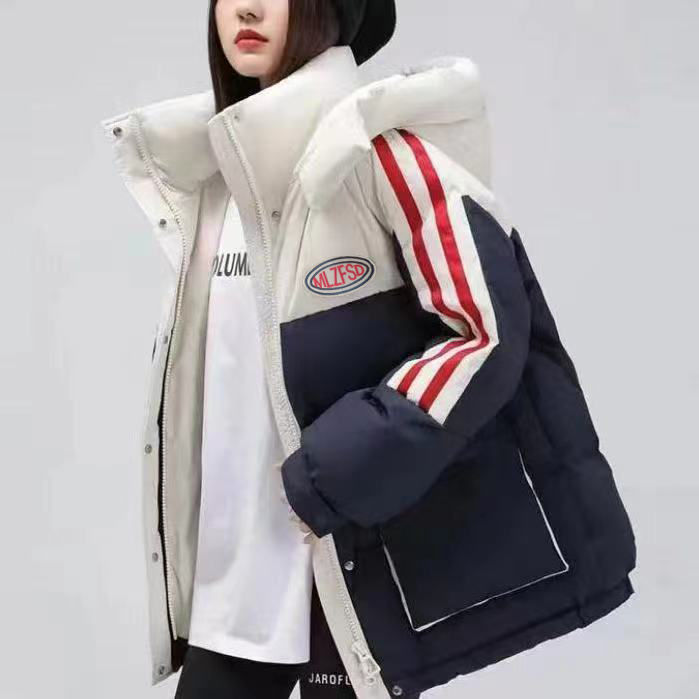 羽绒棉服棉衣女2025年冬季网红新款撞色韩版宽松保暖学生款外套女
