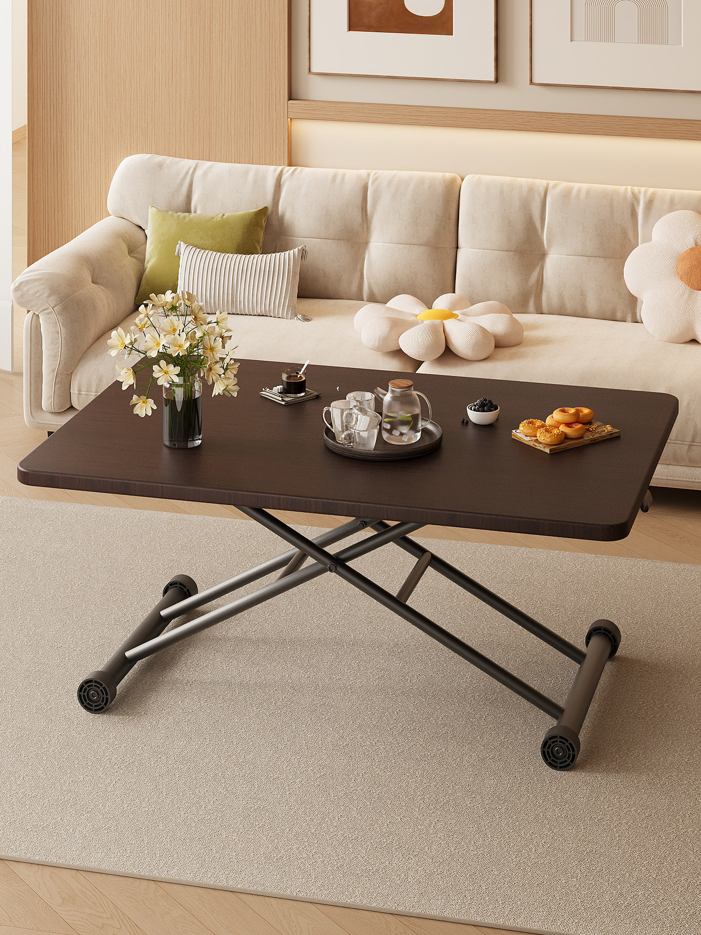 升降茶几客厅家用简易升降桌小户型餐桌书桌多功能现代免安装饭桌