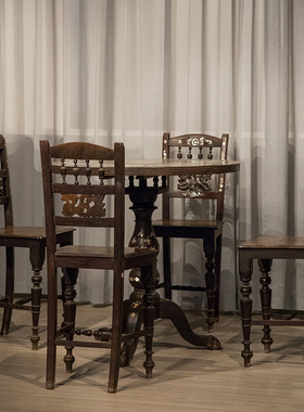 民国红木镶云石螺钿百灵靠背椅