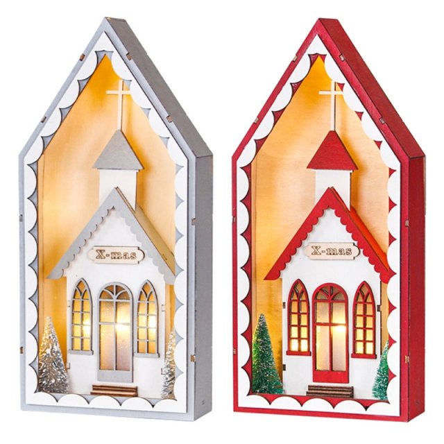 christmas tree led luminous cabin snow house decorations for