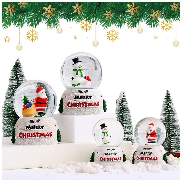 christmas glowing crystal ball christmas snowman old man gla