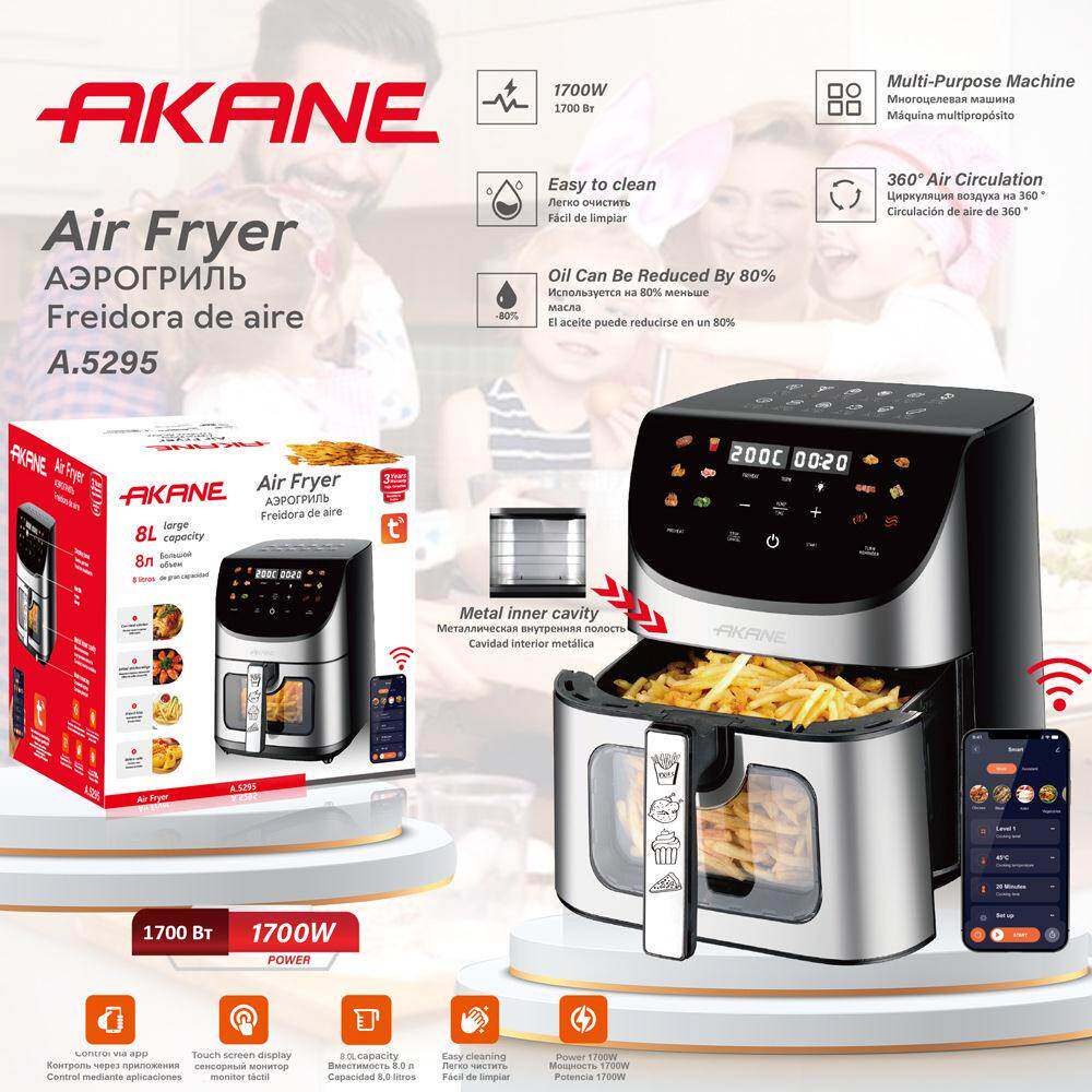 AKANE跨境欧规空气炸锅可远程操作多功能智能触屏无油无烟电炸锅