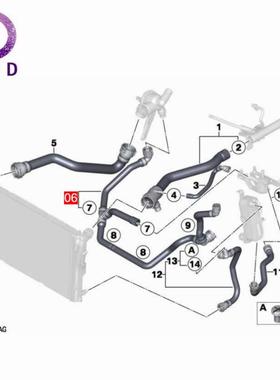水箱散热器软管17127596834适用BMWF20F20NF21F21NF30F30N