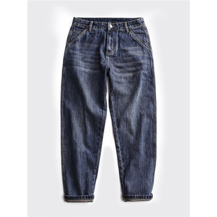 2025秋冬厚款牛仔长裤男宽松锥形加绒加厚哈伦休闲裤水洗小脚裤子