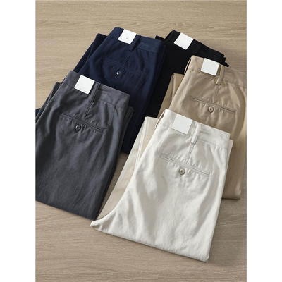 2026夏季新款锥形裤子男士春季纯棉纯色百搭裤复古休闲工装九分裤