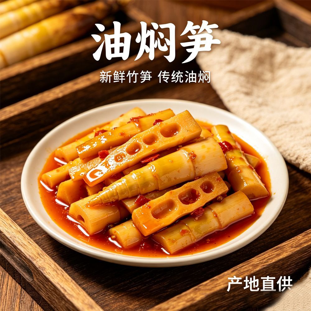 传统油焖嫩笋新鲜竹笋制品包装开袋即食休闲零食下饭神器产地直供