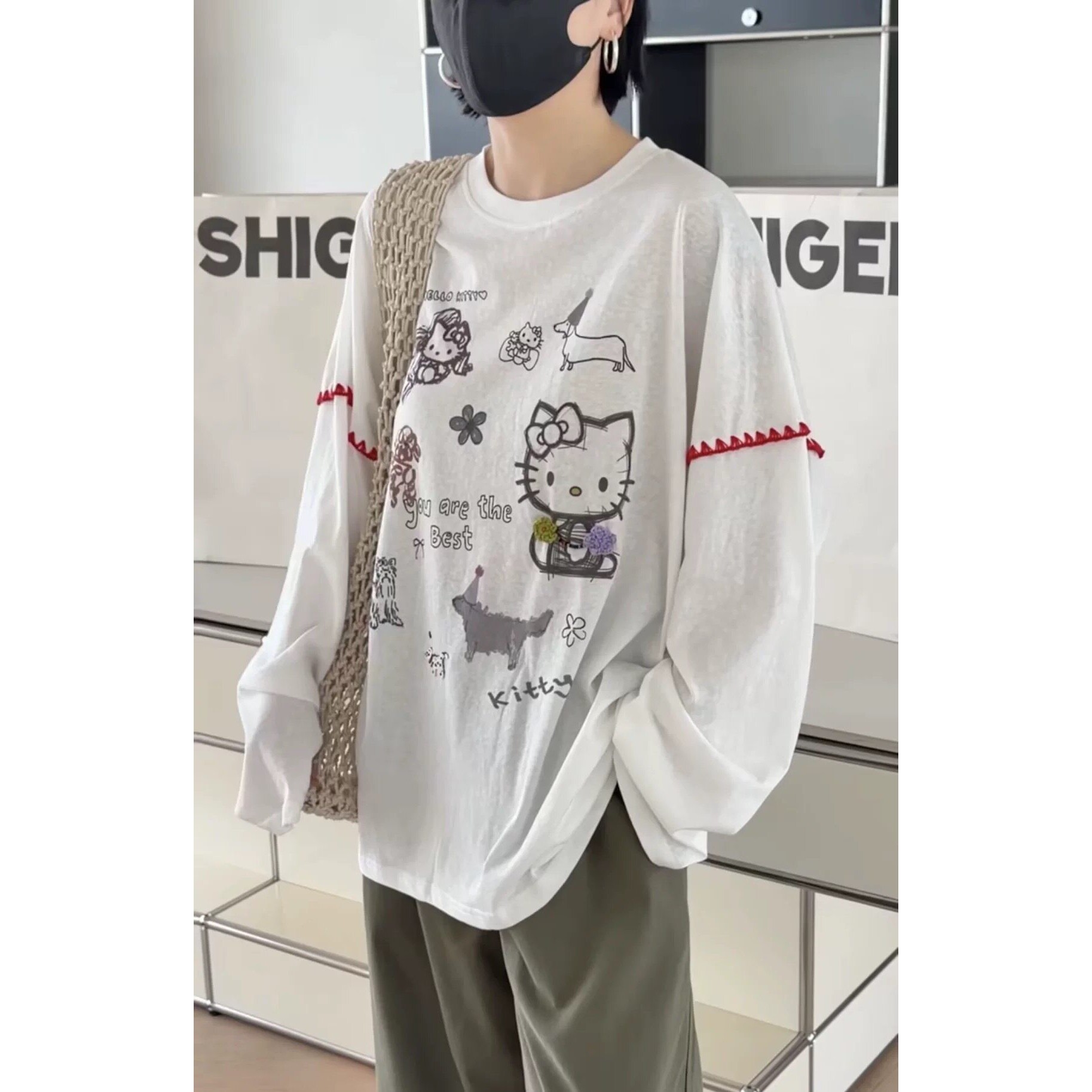 正品正品诗歌兰女装2026春款T9161韩系甜美可爱涂鸦卡通印花T恤女