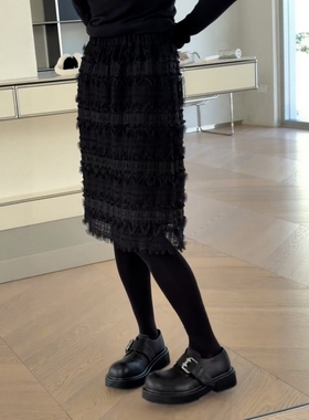 现货主推诗歌兰H80300蛋糕裙氛围感显瘦中长半裙欧货2025冬季新款