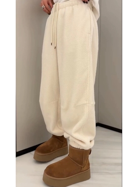 现货诗歌兰C58534慵懒舒适居家保暖收口休闲裤摇粒绒卫裤女2025冬