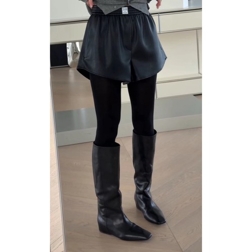 诗歌兰女装2026早春款 58531时髦潮流个性字母松紧腰显瘦皮短裤女