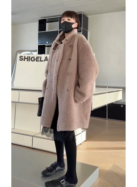 秒发诗歌兰 5434优雅舒适温柔慵懒中长款保暖毛毛外套26年双面穿