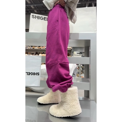 现货诗歌兰58516慵懒运动风美式个性抽绳收口加绒卫裤女2025冬季
