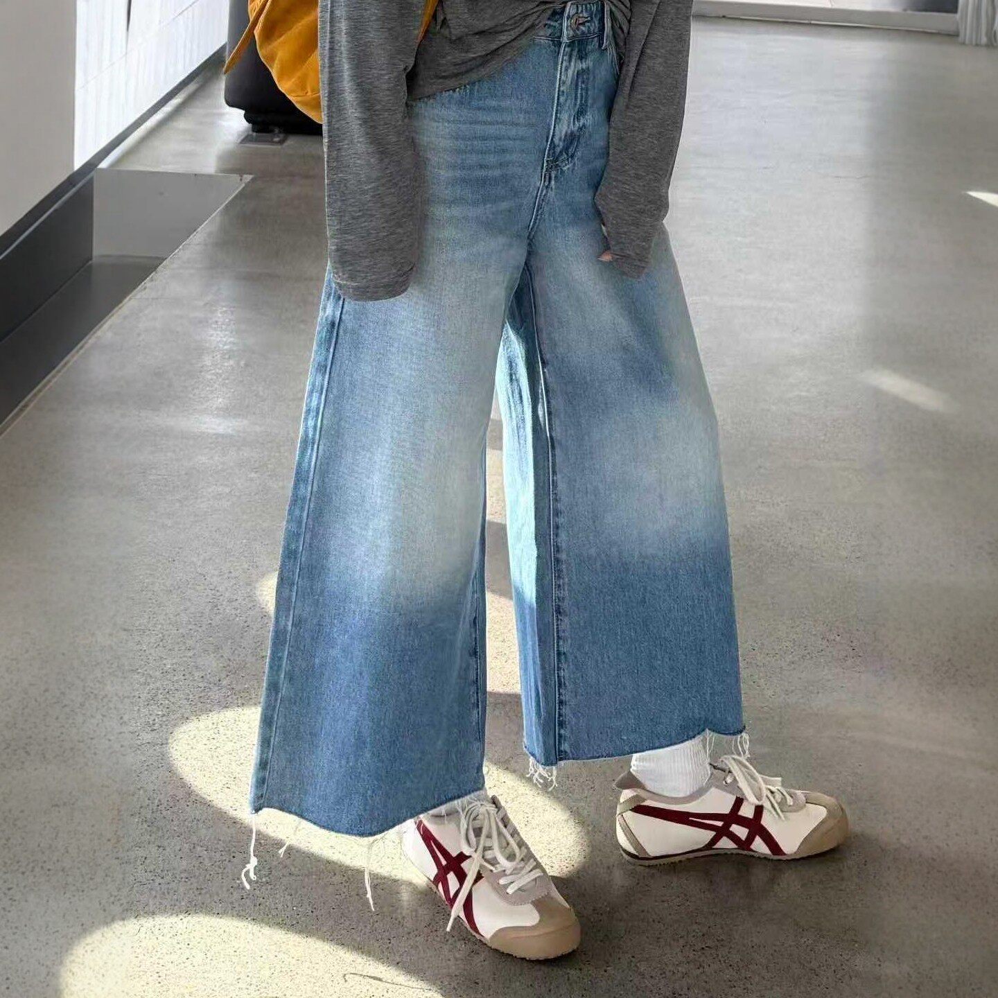 秒发诗歌兰66097九分牛仔裤毛边微喇阔腿欧洲站2026新款女装