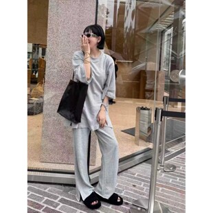 秒发诗歌兰5283慵懒运动温柔简约短袖上衣+休闲裤套装2026早春新