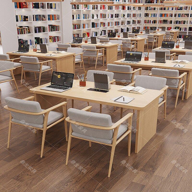 图书馆阅览桌书店阅读桌椅大学自习室共享考研学习阅览室桌椅定制