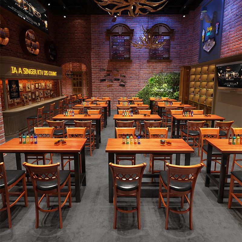 复古实木高脚凳前台时尚靠背吧台椅茶餐厅咖啡厅酒店酒吧定制凳子