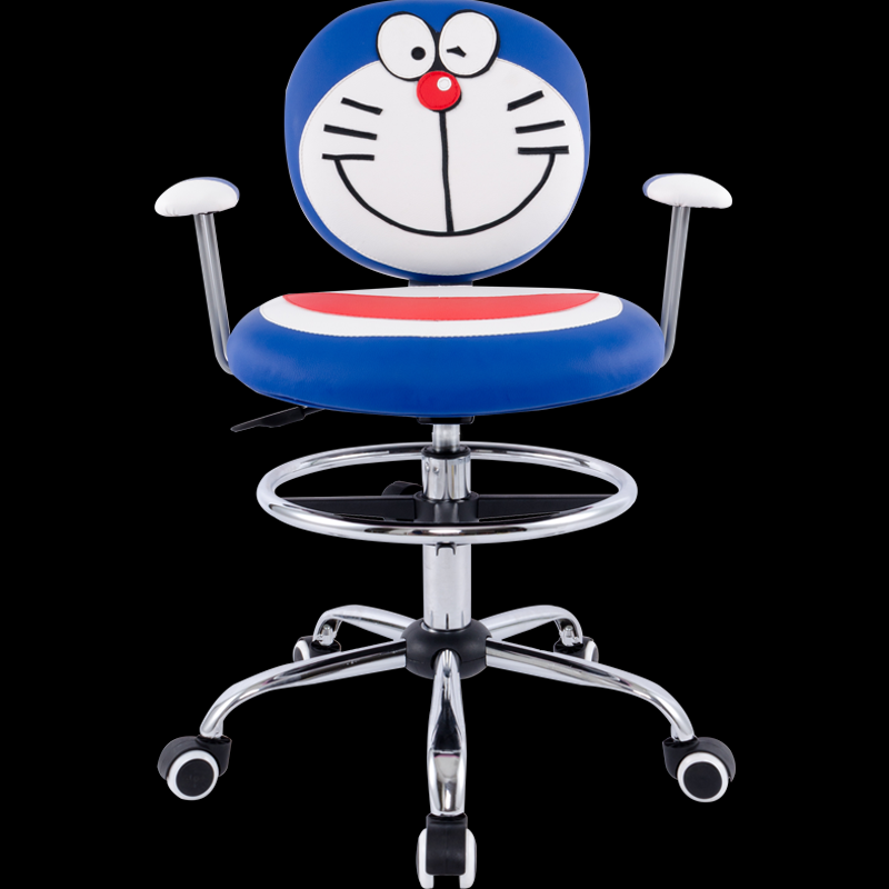 学生电脑椅儿童理发椅书房椅卡通皮质可升降转椅带搁脚读书写字椅