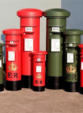 邮筒摆件酒吧公司复古工业风摄影道具铁艺邮筒信件箱铁桶邮政邮箱