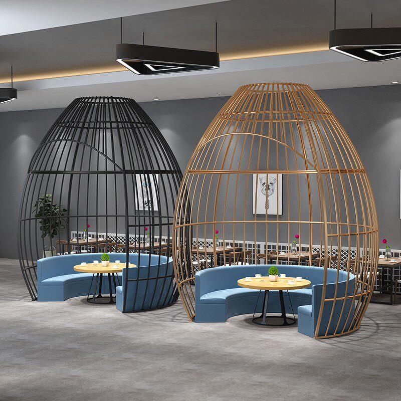室外超大型火锅店鸟笼座椅装饰铁艺大型鸟笼酒店巨型餐厅鸟笼卡座