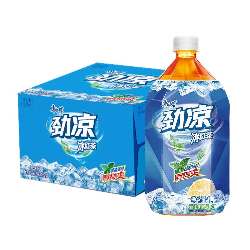 康师傅饮料冰红茶劲凉红茶1lx12大瓶装整箱夏季解渴饮品实惠薄荷