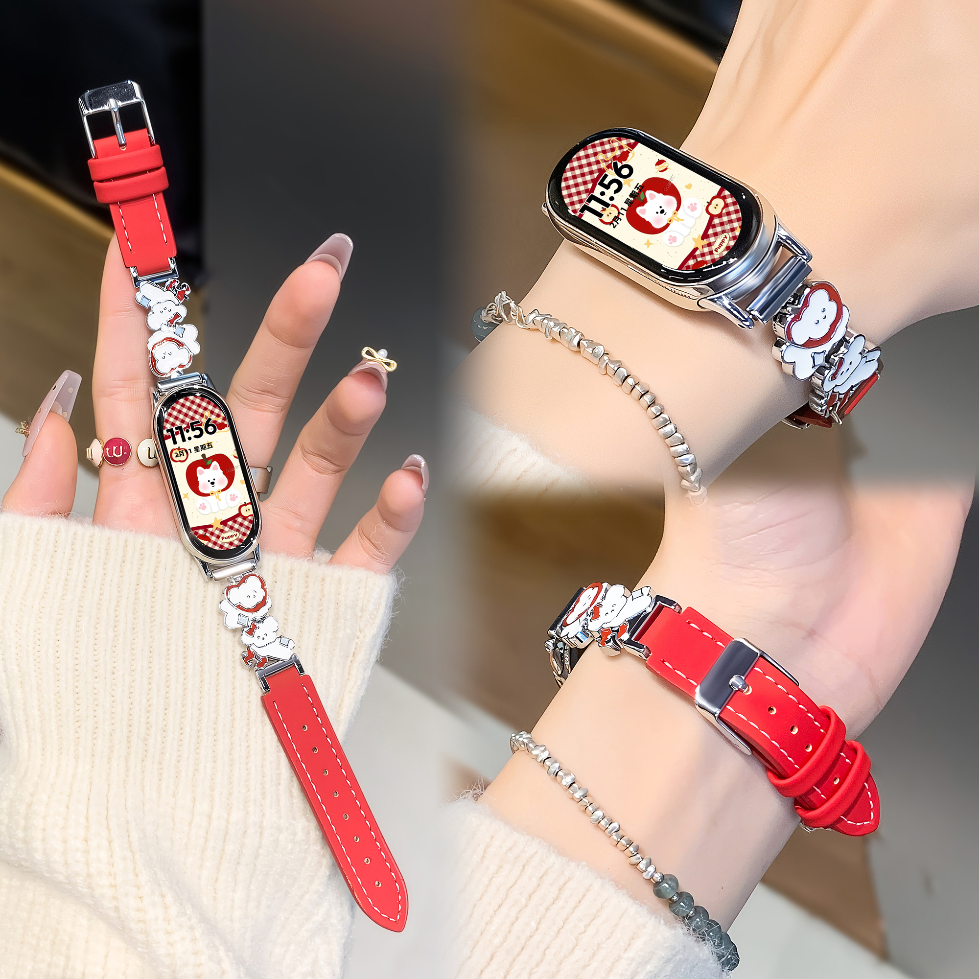 适用小米10陶瓷版通用甜系腕带女