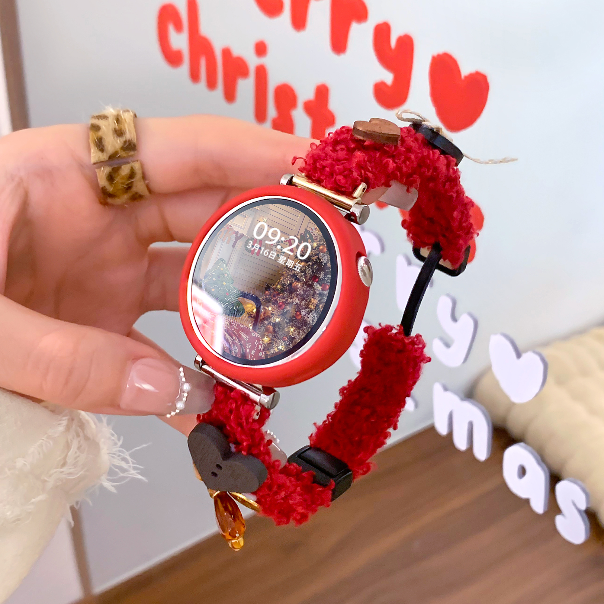 uhada华为gt5圣诞新款毛绒表带