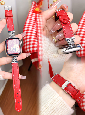 uhada适用iwatch11表带新年红色applewatch10苹果手表表带S10女款时来运转S9高级感皮质圣罗蓝S8创意爱心表带
