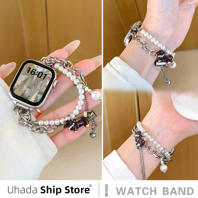 小香风时尚苹果串珠小狗表链女生